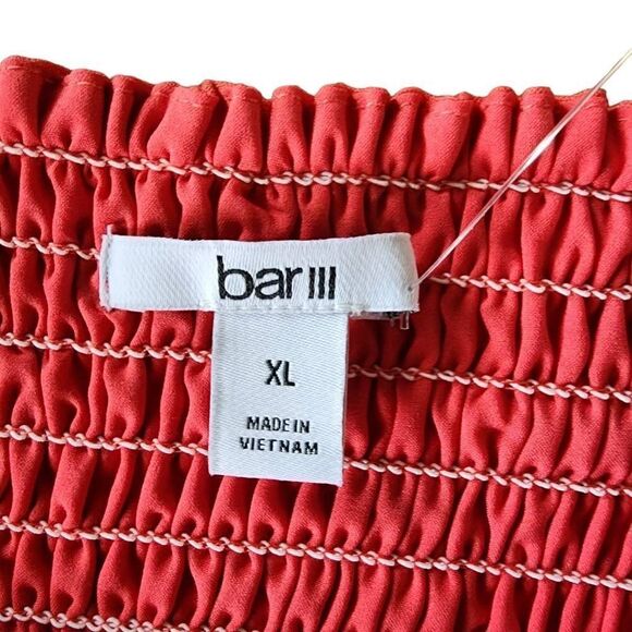 Bar III Strapless Bustier Top XL Pink Button Front Crop Style - Picture 7 of 8